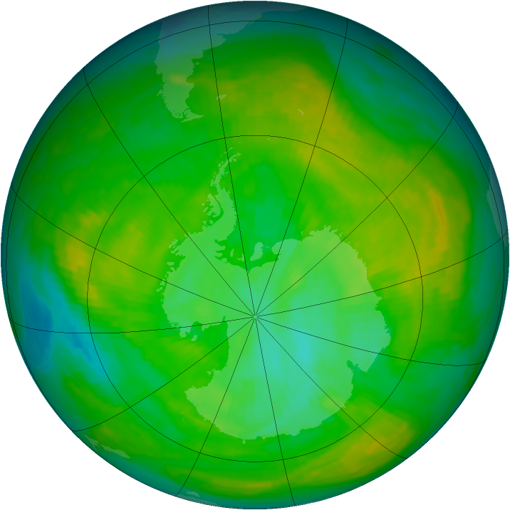 Antarctic ozone map for 01 January 1979